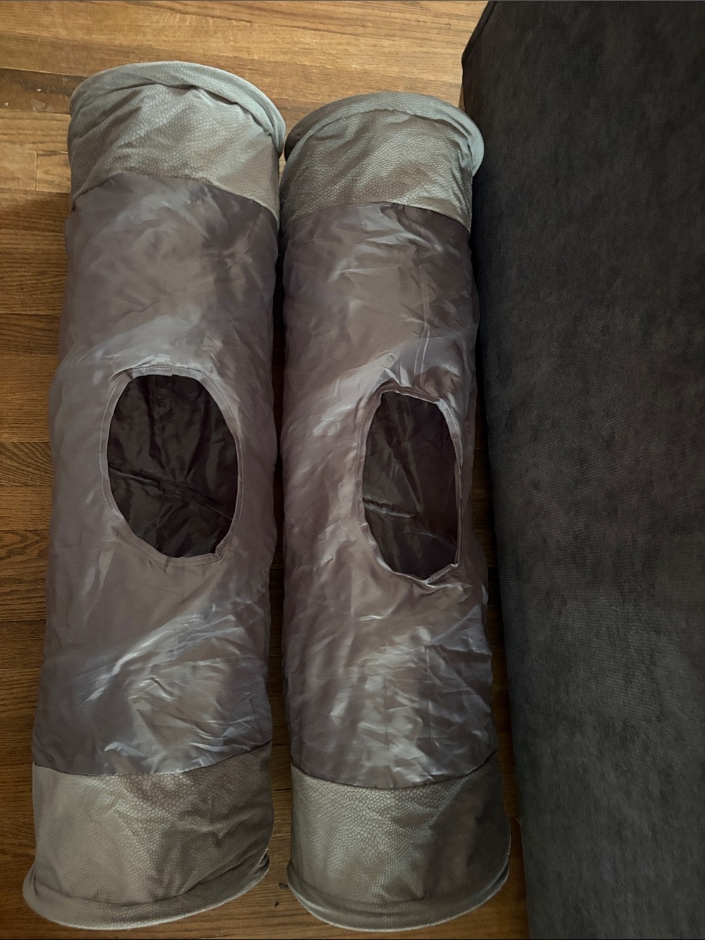 2 Gray Tunnel Cat Toys - Soft Play Tubes for Pets - Picture 10 of 13